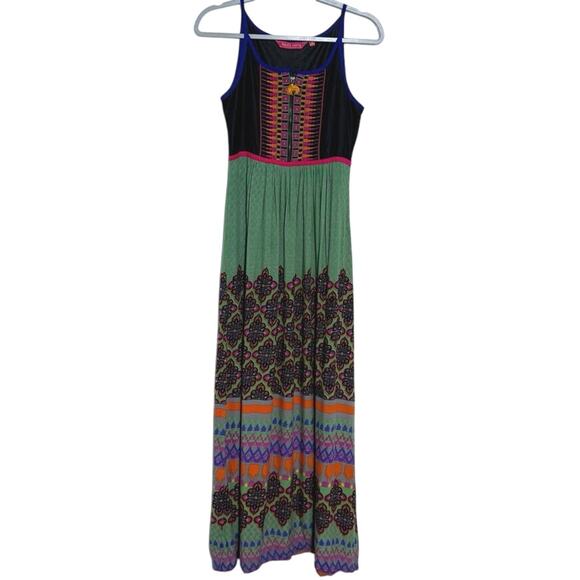 Haute Curry Colorful Embordried Maxi Dress Boho Ethnic Inspired Sz XS - Picture 1 of 5
